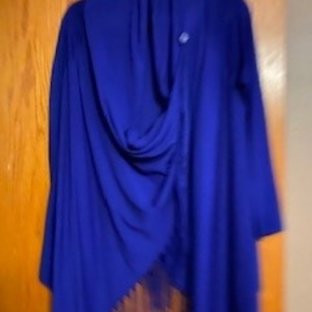 Royal Blue Cross Lightweight sweater w/fringe